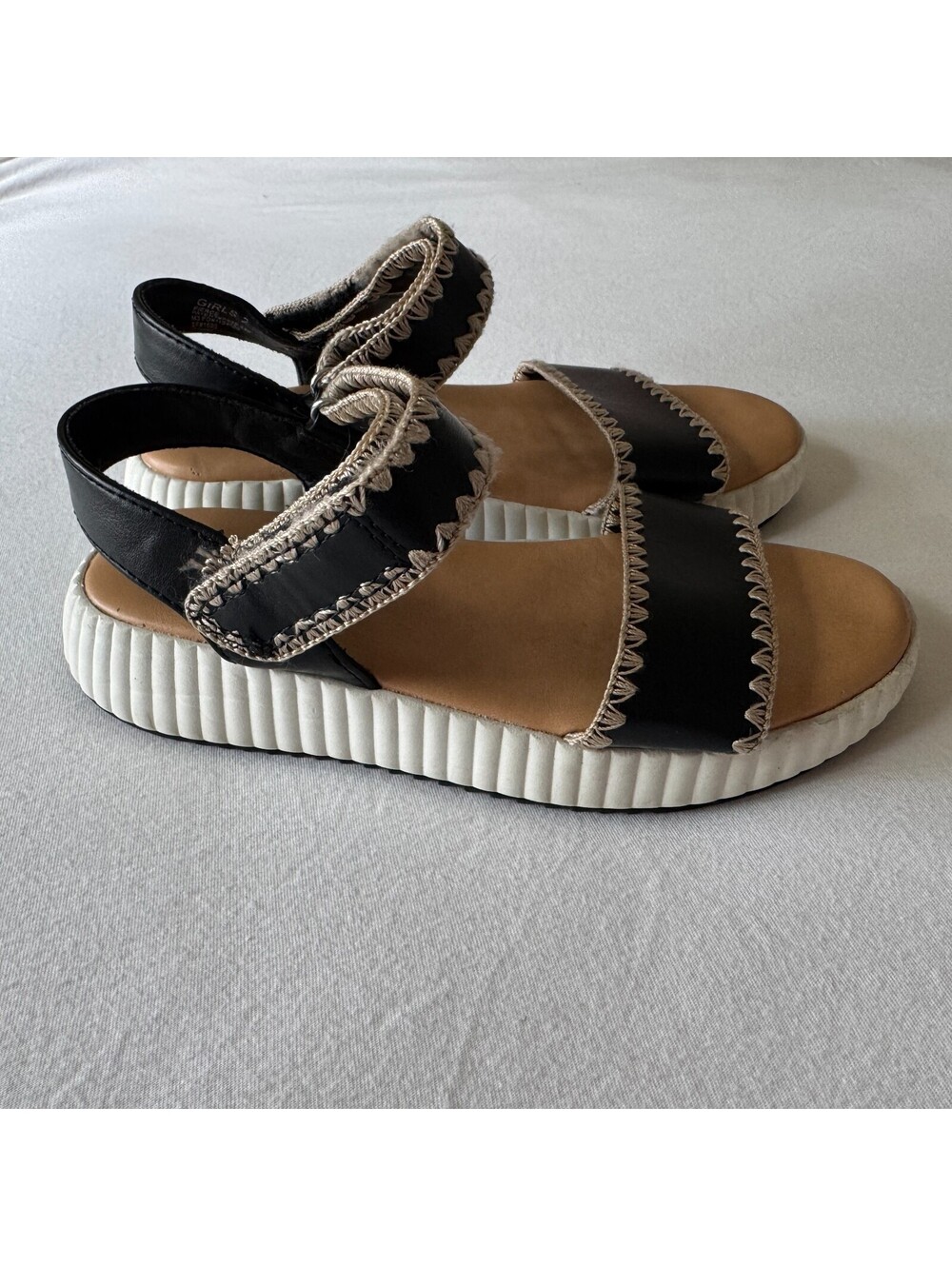 DV by Dolce Vita Fierce Platform Sandal Kids' Sz 2 Black Adjustable Strap School